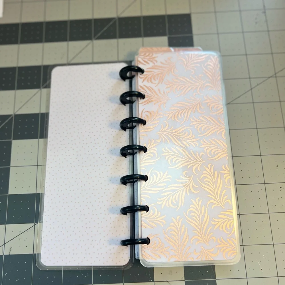 Skinny Mini planner rose gold leaves